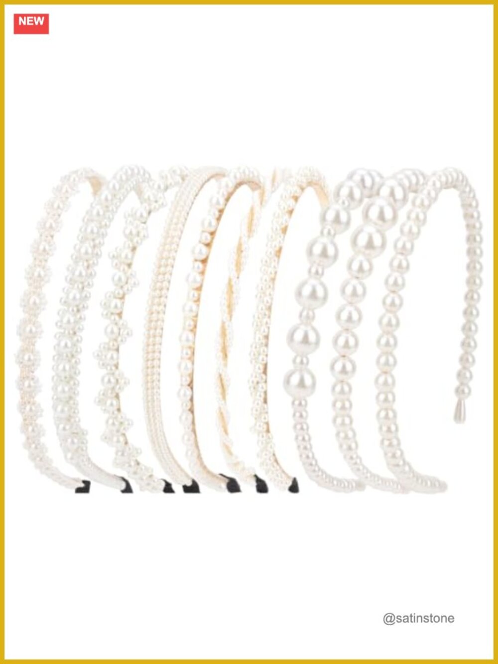 10pc Pearl Beaded Headbands Set Flexible Wedding Bridal Hair Accessories